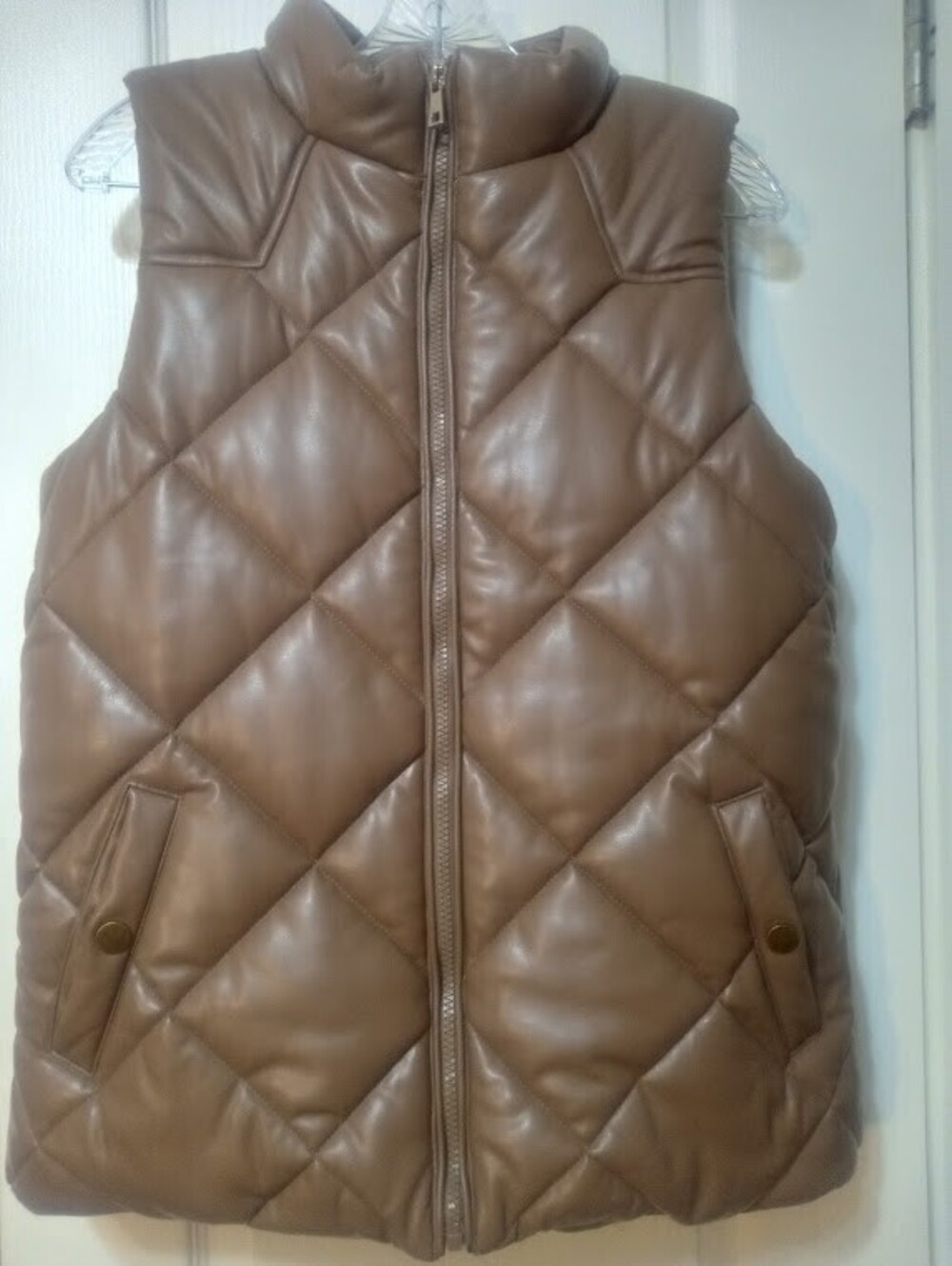 Chestnut Zenana Quilted Faux Leather Vest – Small